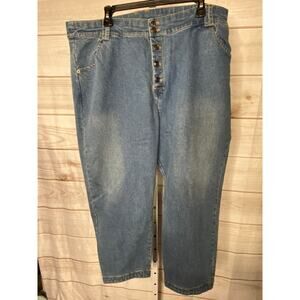 Soncy Plus Size 22/24 High Rise Crop Jeans Denim Capris Studded Ankle New